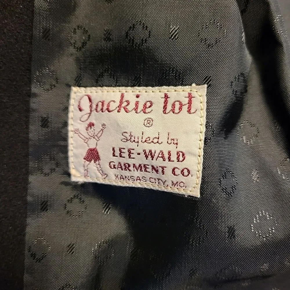 Jackie Tot 1940s Vintage Kids Sport Coat Suit Jacket Blazer Black